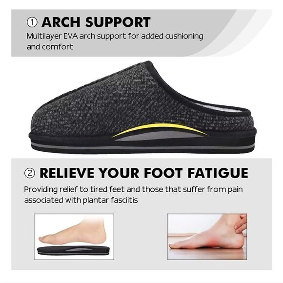 COFACE Men's Cozy Memory Foam Scuff Slippers Slip On - Picture 5 of 5